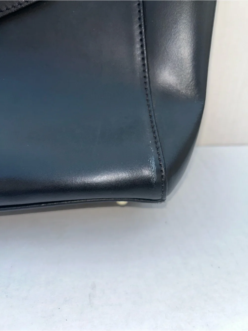Camelia Roma Black Leather Top Handle Trapeze Satchel Handbag No Strap